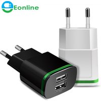 5V 2.1A LED Light Dual USB Adapter For iPhone 5 6 iPad Samsung Mobile Phone Wall Charger Device Micro Data Charging