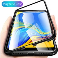 Glass Back Metal Magnetic case for samsung galaxy A7 A8 A9 2018 case