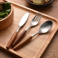 Restaurant Spoon Fork Knife Cutlery sets Wooden Handle