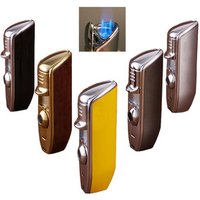 Wood Grain Refillable Cigar Torch Lighter Punch Cutter