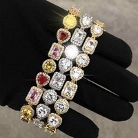 18k Gold Plated Women CZ Diamond Iced Out Crystal Link Bracelet Jewelry