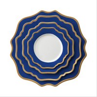 Cheap New product elegant wedding decorative gold rim ceramic charger plate
