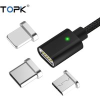 TOPK AM21 1M(3.3ft) 3 in 1 Strong Magnet Micro USB Charging Cable for iPhone Type C Android Phone