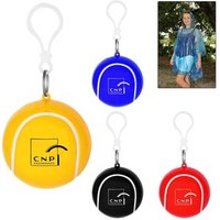 Outdoor easy take fashion style one time use logo printed waterproof pe rainwear AS plastic colorful tennis ball raincoat poncho