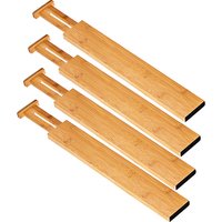 Bamboo Adjustable Drawer Dividers Non Scratch Pads
