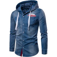 Long Sleeve Denim Polo T Shirt