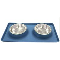 Pet Dog Bowls 2 Stainless Steel Dog Bowl with No Spill Non-Skid Silicone Mat + Pet Food Scoop Feeder Bowls for Feeding Dogs Cats