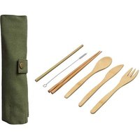 20% Discount Portable Bamboo Travel Utensil Set Straw with Cutlery Set Fork Spoon Knife Chopstick Camping Cutlery