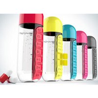 Plastic Sports Water shaker With Pill Box One Week Pill Organizer Drinking Bottle