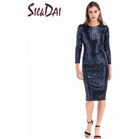 Long Sleeve Sequin Party Pencil Dress
