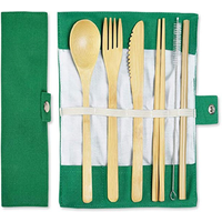 Reusable Cooking Bamboo Utensils Travel cutlery set includes Reusable spoon,fork,knife,bamboo toothbrush