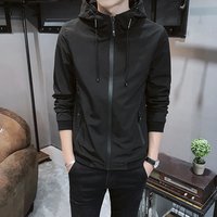 custom Black Streetwear Hooded Everyday Spring Outdoor Men Windbreaker cotton jacket
