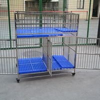 stainless steel dog cage Double door heavy duty dog cage with wheels 108X78X98of Single-layer single door with skylight