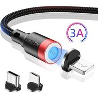 Free Shipping USLION Magnetic Cable for Type-C 3A Data Cable for Mobile Phone Charging Micro USB Fast Charging Cable