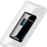 Custom logo outdoor rechargeable lighter Gift box windproof touch electric lighter high-grade usb arc cigarette lighter