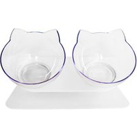 Elevated transparent double feeding water raised cat bowl for cat and small doogs