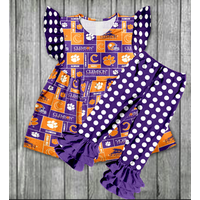 Cute Boutique Outfit Polka Dot Ruffle Trousers & Flutter Dress