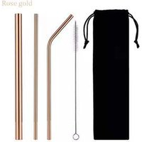 stainless steel 18 8 eco friendly custom metal straw drinking straw brush reusable straws