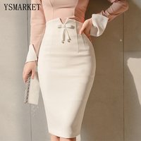 Women's High Waist Bow Detail Midi Pencil Skirt