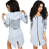 Extra Long Plain Cotton Fleece Zip Hoodie