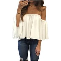Off Shoulder Ruffle Chiffon Blouse