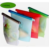 Food grade resealable reusable fresh 1500ML &1000ML silicone food storage bag