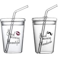Glass Straw Cup Lid Reusable Straw