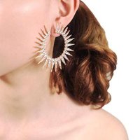 HANSIDON Trend Rhinestone Stud Earrings For Women Shin Sun Alloy Hoop Earrings Jewelry Accessories Gift 2019