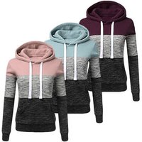 2019 Autumn New Style Color Matching Women Hoodies Long Pull Rope Sweater Sport Casual Ladies Blouse Coat