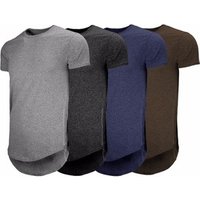 Men's Longline Crew Neck T-Shirt with Side Zipper