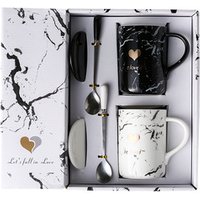 Marble Design Heart Shaped Couple Coffee Mug Set