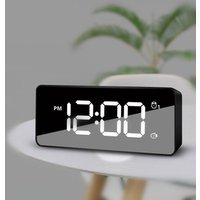 rechargeable LED Digital Display Table music alarm clock with mirror