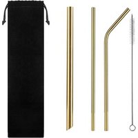 Bubble Tea Straws 304 Pointed Stainless Steel Straw Metal Smoothies Drinking Straws Set with Brush & Bag Wholesale