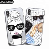 Summer Women Personalized Custom Designer Soft Clear TPU Phone Case For iphone xs max X 6S 6 7 8 Plus Cartoon Phone Cover
