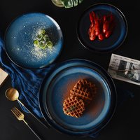 Fambe ceramic japanese blue dinner plate serving dish for restaurant