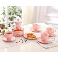 Glazed porcelain coffee set coffee cups and saucers dessert plates glass flower tea set teapot ceramic tea cup and saucer set