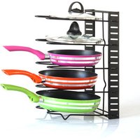 Metal Kitchen Organizer Pot and Pan Rack Pot Lid Holder Black Color 5 Tire