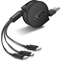 CAFELE Custom Gift Mini Micro Type C 8 pin Multi Charger Wire Date Line 3 in 1 Retractable Round USB Charging Cable
