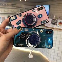 Blu-ray Camera Kickstand Phone Case For iPhone 6S 6 7 8 X XS Max Plus Silicone Cute Camera Stand Holder Phone Cover