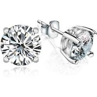 cheap Real 925 Sterling Silver Jewelry Stud Earrings Round Zircon CZ Fashion four claws Jewelry Crystal Studs for Women Men
