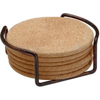 Creative design blank coaster with metal holder, table coaster racks , wood cup mat custom cork coaster