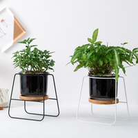 Ceramic Planter Pot Metal Stand