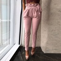Ruffled High Waist Loose Trousers