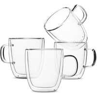 resistant for Tea Coffee Latte Espresso Iced Tea Dishwasher & Microwave Safe 350ml coffee cup double wall glass