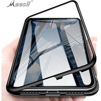 Ultra Thin Tempered Glass Phone Back Cover Metal Bumper Magnetic Phone Case For iPhone X