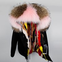 Women Ladies Winter Warm Coat Hooded Pink Faux Fur Parka