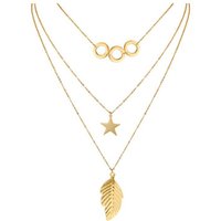 necklace-00931 XUPING latest model multi chain pentagram geometric stainless steel 24K gold color necklace leaf