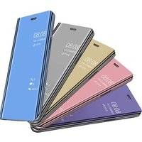 Clear Matte Plating Mobile Shell For Samsung Galaxy S10 Mirror Flip Leather Phone Case
