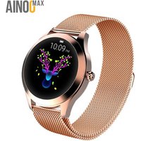 AinooMax L283 fashion woman lady color red rose gold silver smartwatch pink kw10 smart watch white for women