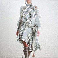 MIGO Summer Irregular Striped Long Sleeve Dress